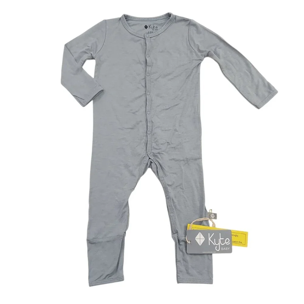 Kyte Baby Romper Pajama 6/12 Months Gray Snaps Sleepwear Soft Fabric
